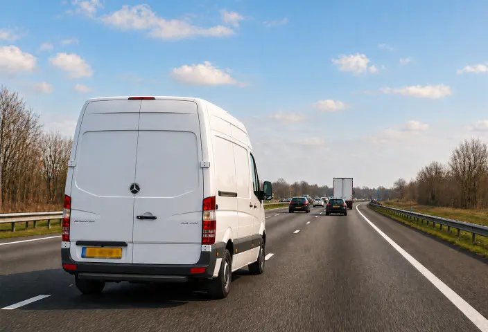 Bestelbus op de Nederlandse snelweg