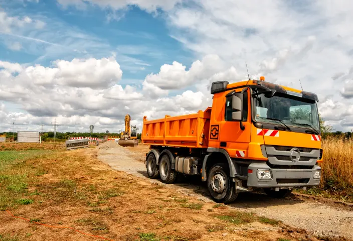 Wagen op de bouwplaats