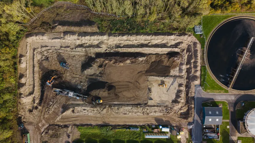 Bouwplaats van boven