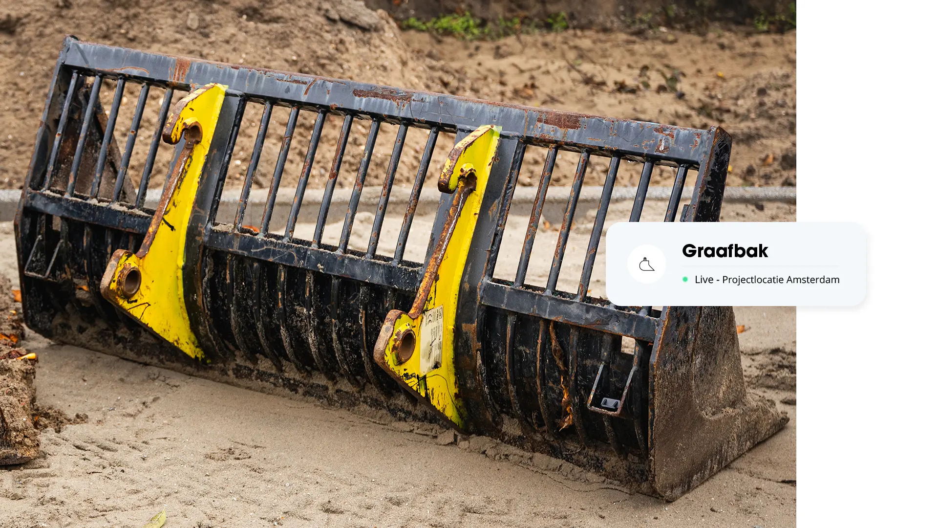 Graafbak op de bouwplaats