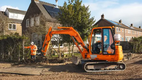 Graafmachine van Sturm op werklocatie